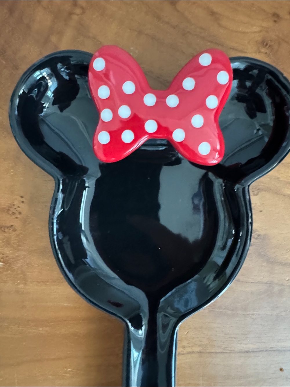 Disney Minnie Mouse Black Spoon Rest with Red Polka Dot Bow 10” long - Picture 3 of 5